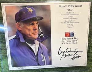 Bud Grant Induction Day Canton, Ohio Flyer Autographed Inscribed HOF94- Minnesota Vikings Legendary Head Coach