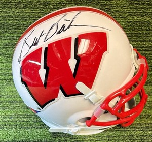 BRET BIELEMA & PAUL CHRYST WISCONSIN BADGERS SIGNED MINI HELMET - AWESOME PIECE 
