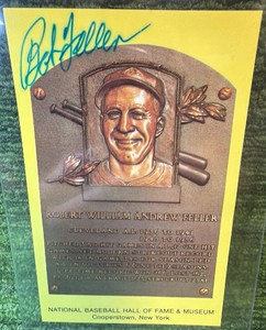 Bob Feller National Baseball Hall of Fame Signed AUTO Postcard -Cleveland Indians 8x All-Star