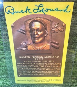 Walter Buck Leonard Autographed HOF Plaque Negro Leag