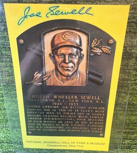 Joe Sewell New York Yankees signed Gold HOF Plaque Postcard