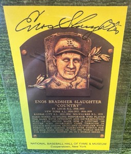 Enos Slaughter Hand Signed Baseball Hall Of Fame Postcard