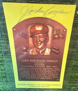 John Jocko Conlon Signed Gold HOF Plaque Postcard