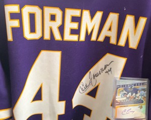 Chuck Foreman #44 Autographed Minnesota Vikings Football Hoodie w Numbered Autograph Card 