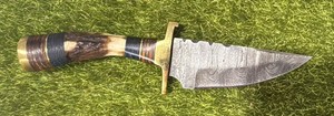 Custom Antler Handled Damascus Knife 6