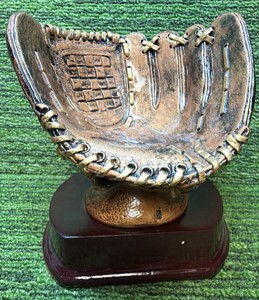 Baseball Glove Ball Holder Trophy - Bronzed Game Ball Holder Award - Customize For Anything