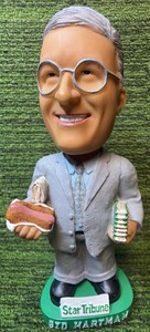 AUTOGRAPHED  Sid Hartman Bobblehead SGA Grey Suit Hot DogNotepad Star Tribune LEGENDARY SID
