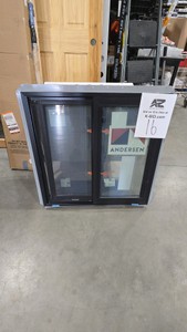 35-12 in. x 35-12 in. 100 Series XO (Active Left) Black Gliding Composite Window wBlack Int & Hdw, Smartsun Glass