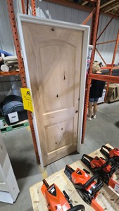 30 in. x 80 in. Rustic 2-Panel Arch Top Left-Hand Unfinished Knotty Alder Wood Single Prehung Interior Door