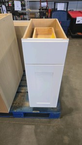 Hampton Bay Shaker 12 in. W x 24 in. D x 34.5 in. H Assembled Base Kitchen Cabinet in Satin White