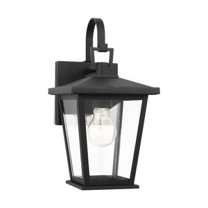 (2) Linton 6.5 in. W x 12.625 in. H Textured Black Outdoor Hardwired Dimmable Wall Lantern Sconce with No Bulbs Included