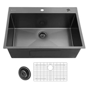 Glacier Bay 30 in. Drop-In Single Bowl 18 Gauge Gunmetal Black Stainless Steel Kitchen Sink