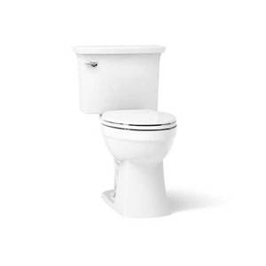 KOHLER Elmbrook 12 in. Rough In 2-Piece 1.28 GFP Single Flush Elongated Chair Height Toilet in White with Soft Close Seat