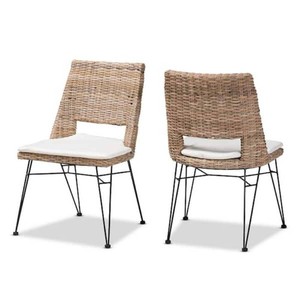 bali & pari Nafaro Greywashed Rattan Dining Chair (Set of 2)