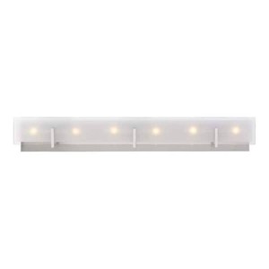 Generation Lighting Studio Syll 38 in. 6-Light Brushed Nickel Vanity Light with Clear Highlighted Satin Etched Glass Shade