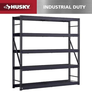 Husky 5-Shelf Metal Industrial Duty Freestanding Garage Storage Shelving Unit in Black (90 in. W x 90 in. H x 24 in. D)