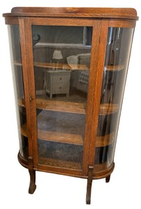 MB - Antique Curved Glass Curio Cabinet