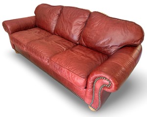 Burgundy Red Leather Sofa