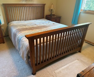 B3- Mission Style Slatted Queen Size Headboard & Footboard