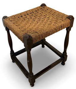 B1- Vintage Oak Rush Seat Stool