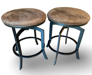 K-Pair of Backless Swivel Counter Height Bar Stools