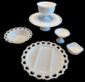B2-Variety of Six Milk Glass Dishes