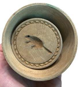 B2- Antique Wooden Beaver Butter Print