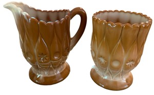 B2-Carmel Slag Glass Cream & Sugar Set