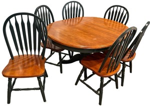 LL - Country Style Dining Room Table & 6 Chairs