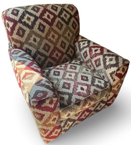 UL - Red, Orange & Brown Accented Swivel Armchair
