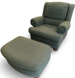 LL- Dark Green Armchair with Ottoman