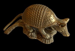 G-Large Vintage Solid Brass Armadillo Figurine
