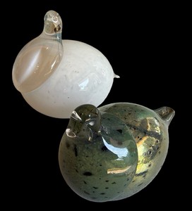 G-Pair of Quail Art Glass FigurinesPaper Weights - Meri-LasiLasiStudio