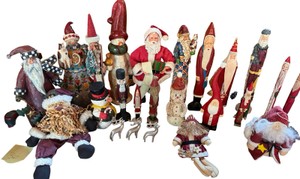 G-Assortment of Christmas Decor Featuring Wood Carved Santas, Vintage Santa, Snowmen & More