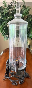 Glass Beverage Dispenser With Leaf Stand - 6in X 22in