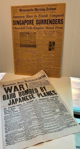 World War II Newspaper Front Pages - Pearl Harbor & Singapore (Lot of 2)