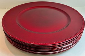Red Glass Beaded-Edge Chargers