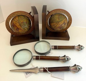 Vintage Globe Bookends, Magnifiers & Letter Opener Mixed Lot