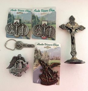 Religious Auto Accessories Mixed Lot - Crucifix, Saint Michael & Guardian Angel