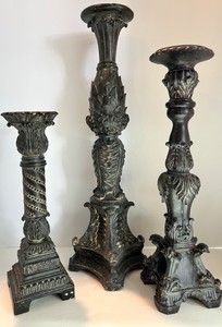 Ornate Classical Candlestick Set - Three-Piece Group