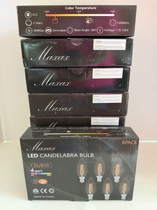 NEW Maxax LED Candelabra Bulbs C35B10 4W 6-Pack - 8 Boxes