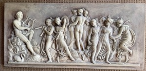 Classical Greco-Roman Figural Relief Wall Plaque - 30 X 14 in