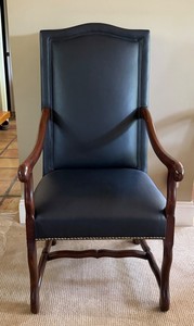 Black Leather & Mahogany-Style Armchair - 23 W X 24 D #1