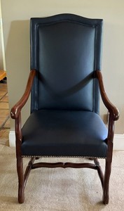 Black Leather & Mahogany-Style Armchair - 23 W X 24 D #2