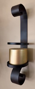 25 in Black Metal Wall Sconce With Gold Candle