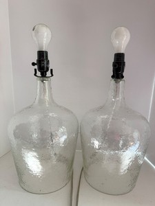 Pair of 18 in Textured Clear Glass Table Lamps