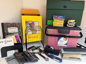 Office Supplies & Storage Mixed Lot - Calculators, Staplers & File Boxes