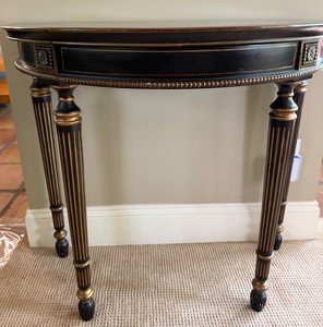 Black Lacquer Gilt Demi-Lune Console Table - 36 X 18 X 32 in