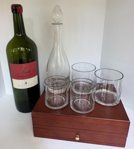Baroncini 2000 Wine Bottle, Glass Candle Holders, Decanter & Flatware Chest Mixed Lot