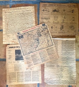 American History Reproduction Poster Mixed Lot - Declaration, Constitution & Maps (Lot of 5)